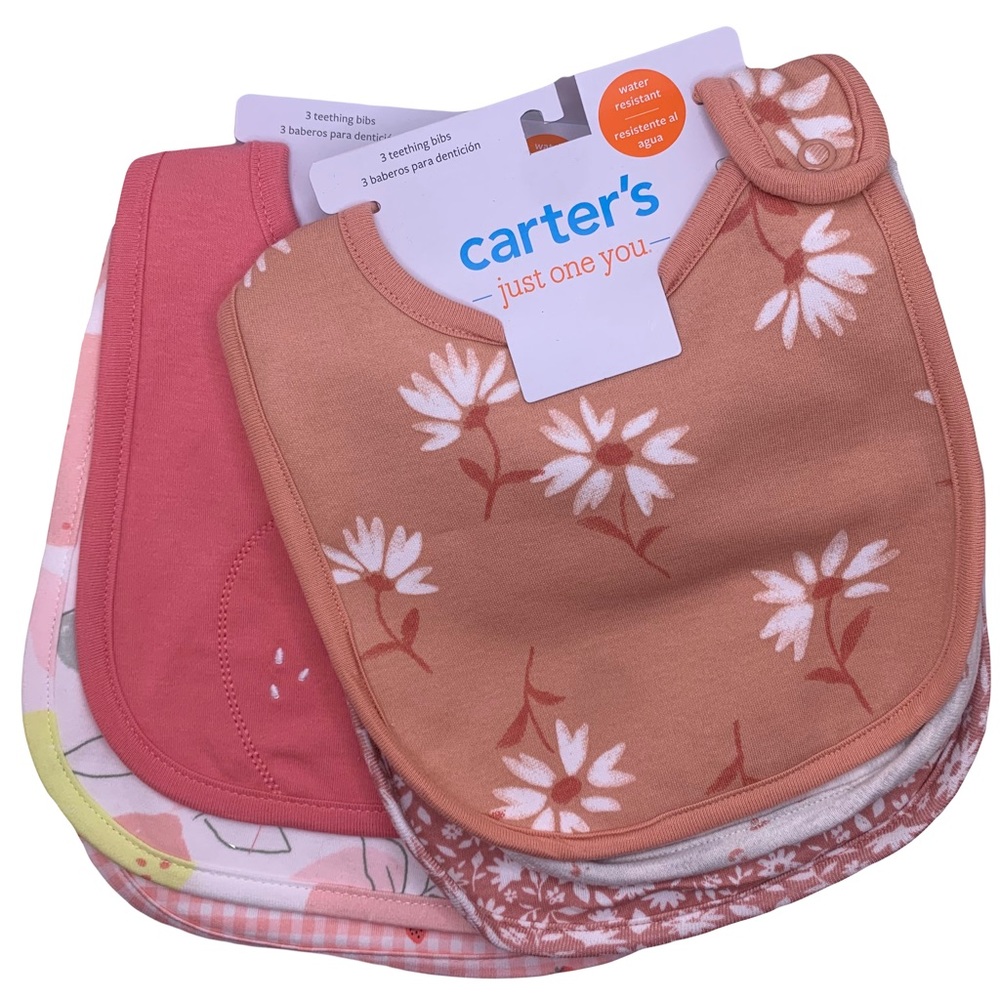 Carter’s “Just One You” Multi-Designs 6 Water Resistant Bibs- Spring Theme